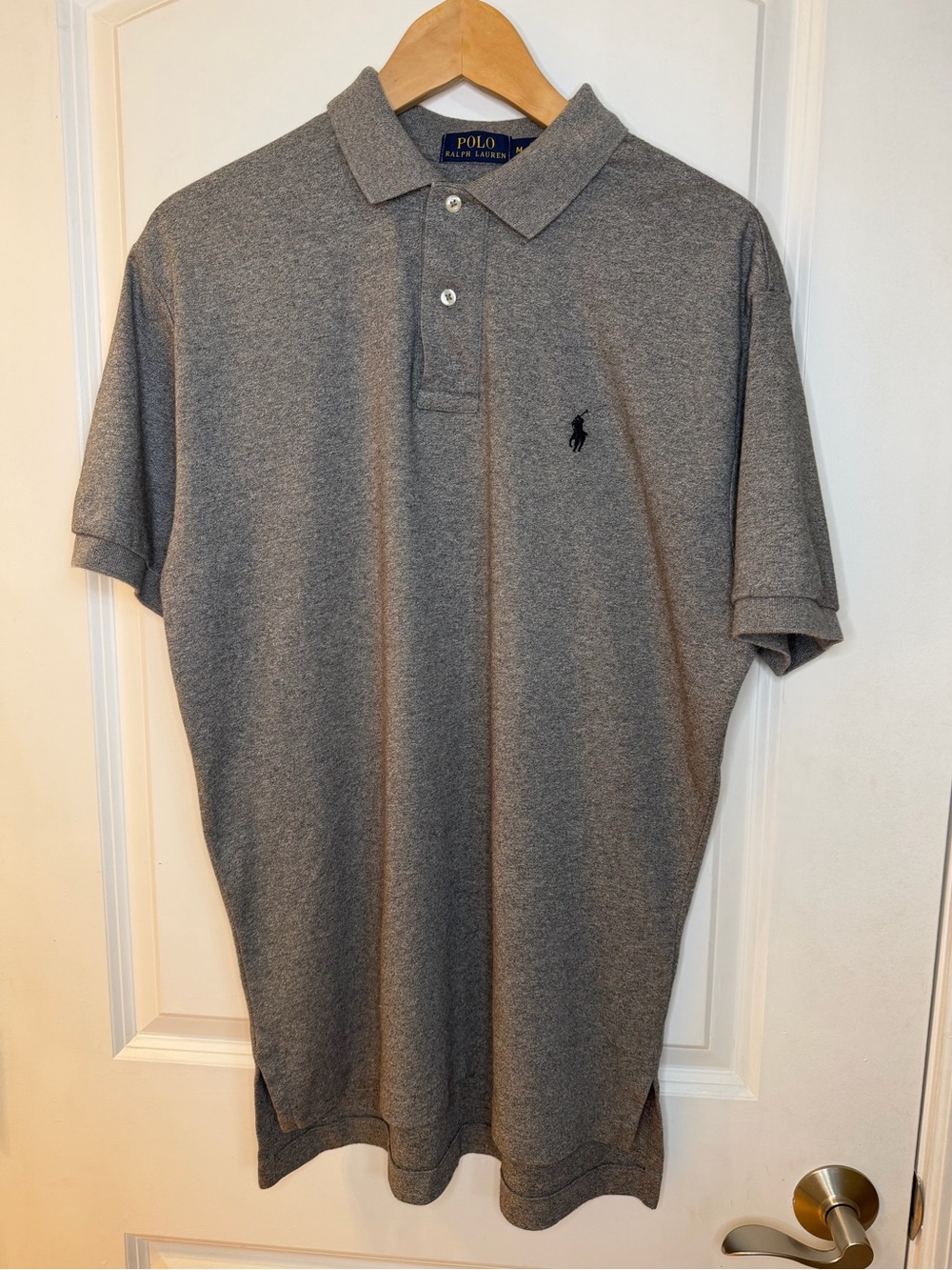 Ralph Lauren Gray Short-Sleeve Polo with Black Pony Logo, size M